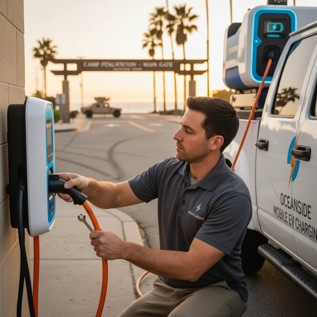 A charging cable plugged into an electric vehicle at the roadside