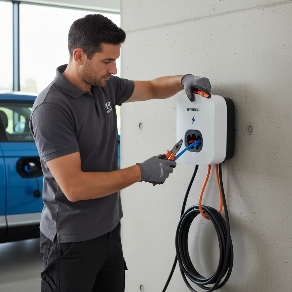 Open charge port on a pale electric crossover in bright inland sunlight