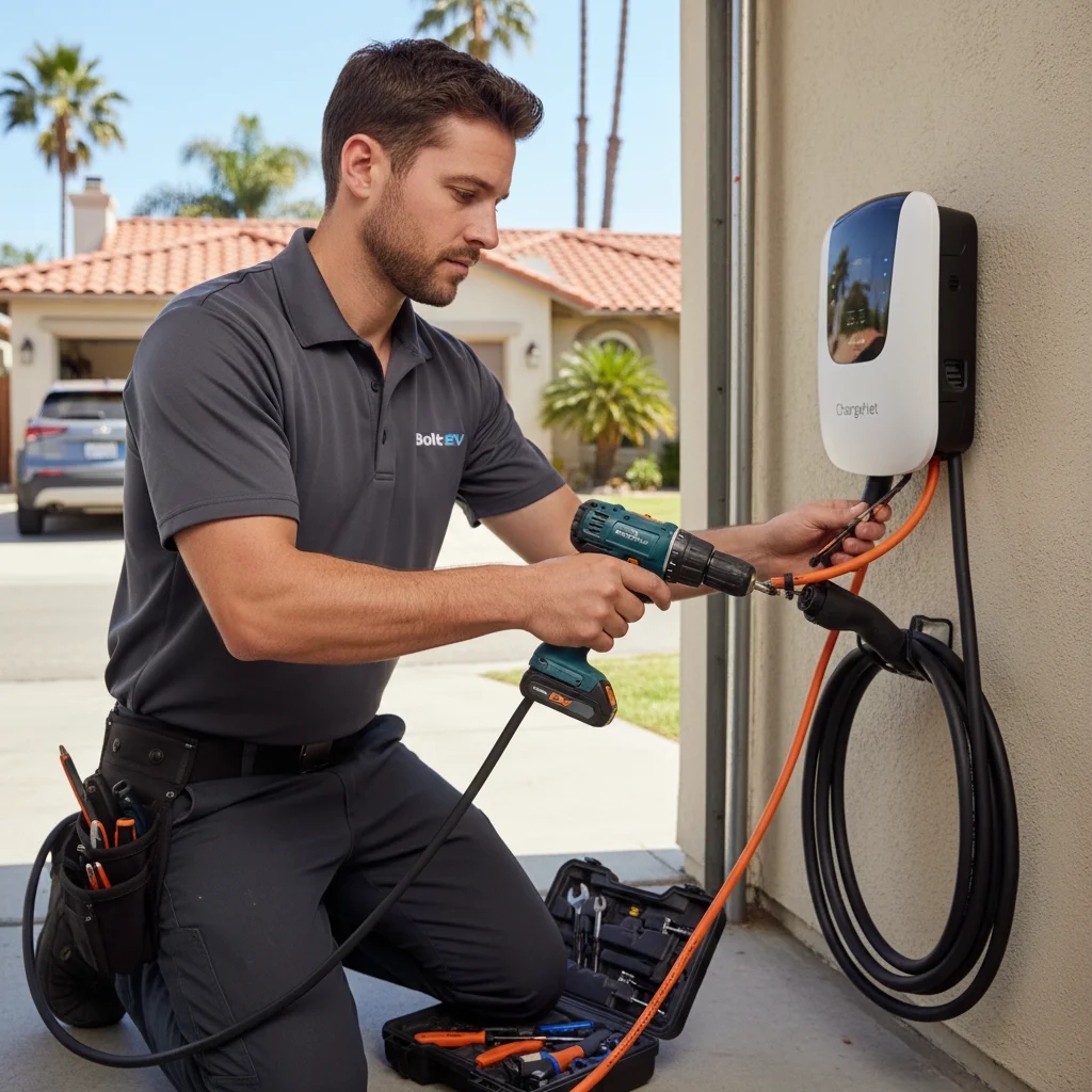 Mobile charging van beside a crossover EV in a sunlit paved lot